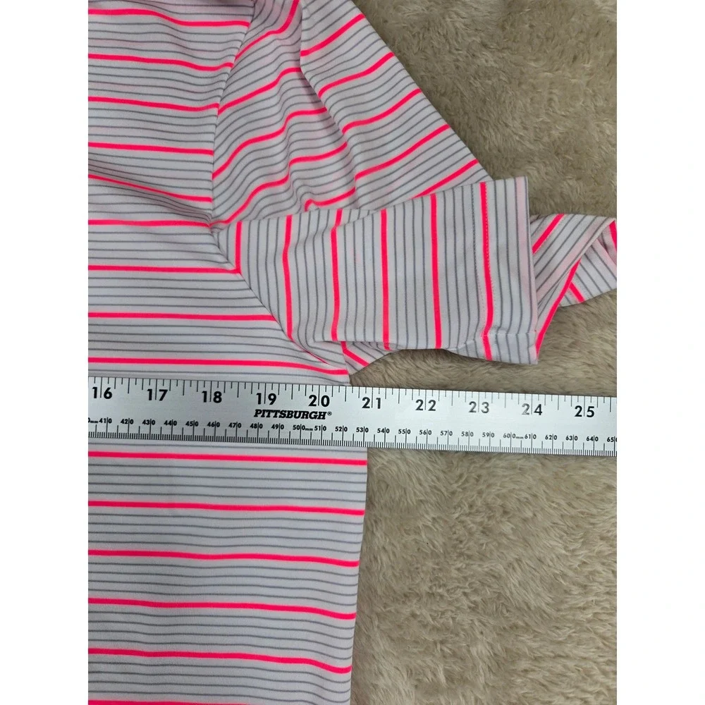 Berkshire Country Club Adidas Golf Polo Mens Medium Gray Pink Stripe Performance